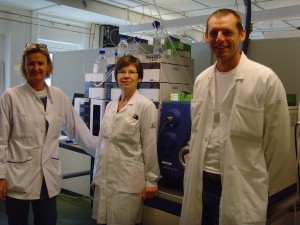 Vi som analyserar PFAS i laboratoriet; Margareta, Åsa och Christian